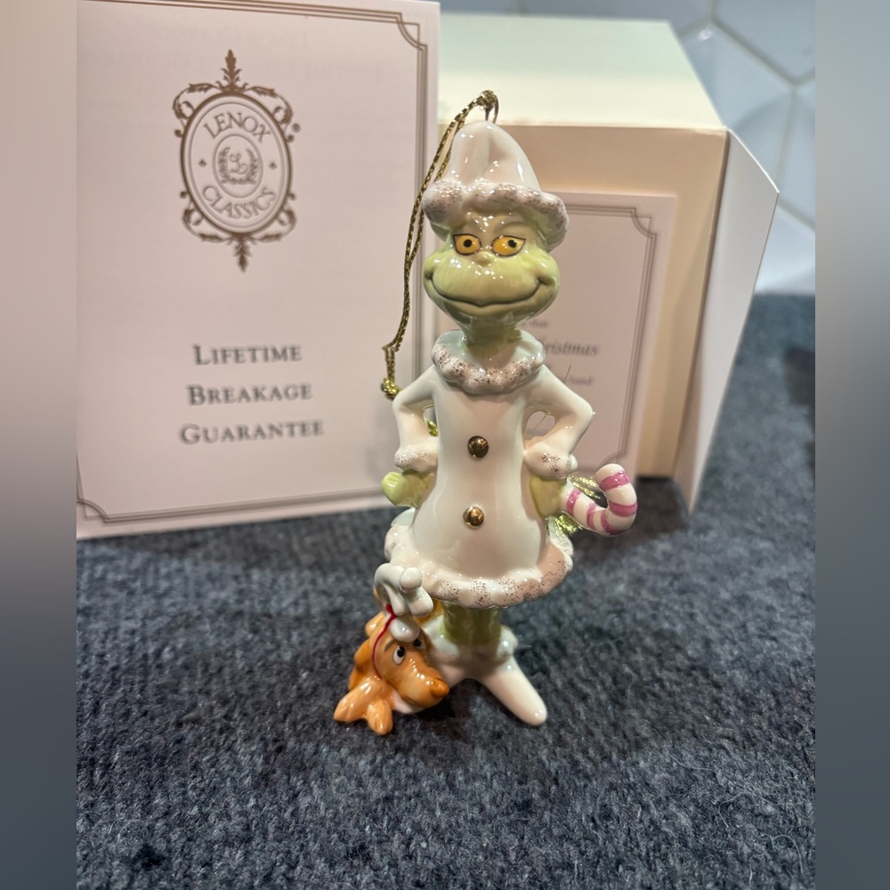 Lenox “A Very Grinchy Christmas” Ornament — Grinch & Max — 24K Gold Accents
